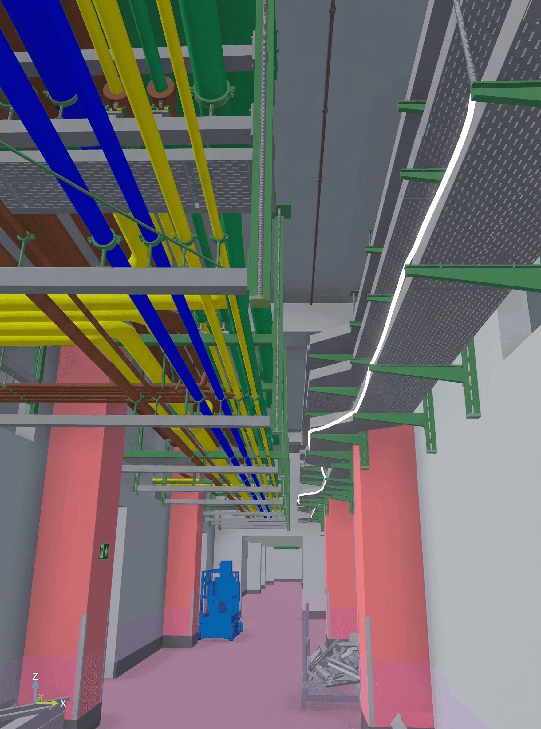 Coordinated BIM model of the same services corridor
